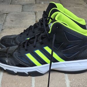 Size 12 - ADIDAS Black/Highlighter Yellow/White Men's Hightop Sneakers